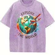 Explore the World Vintage Washed T-Shirt in Purple