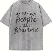 My Favorite People Call Me Grammie Vintage Washed T-Shirt in Gray