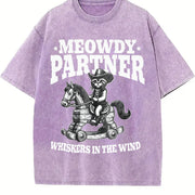 Meowdy Partner Whiskers in the Wind Vintage Washed T-Shirt in Purple