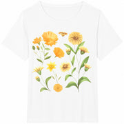 Yellow Wildflowers Cotton T-Shirt in White