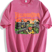 Retro Halloweentown University Vintage Washed T-Shirt in Red