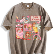 Junie B Jones Valentine Doodle Vintage Washed T-Shirt in Brown