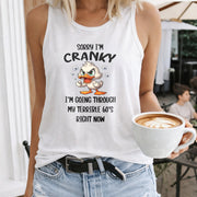 Sorry I'm Cranky Terrible 60s Women's Color Cotton Tank Top in White