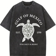 Gulf of Mexico Stay Salty & Resist Vintage Washed T-Shirt in Black