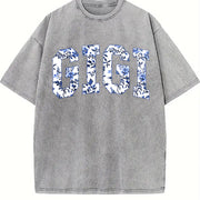 Floral Gigi Cute Nana Vintage Washed T-Shirt in Gray