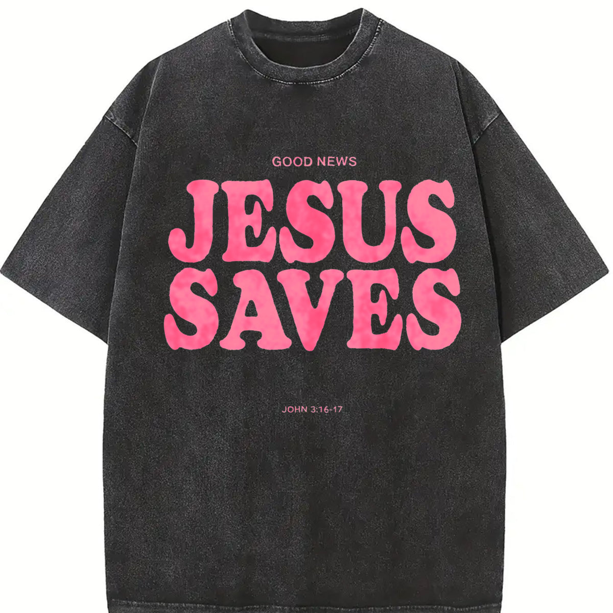 Jesus Saves Christian Gym Pump Cover vintage washed oversized T-shirt in Black