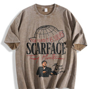 The World Is Yours Globe Vintage Washed T-Shirt in Brown