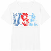 USA Patriotic Land of the Free Because of the Brave Cotton T-Shirt in White