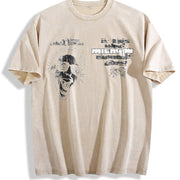 Spiral Glasses Portrait Vintage Washed T-Shirt in Beige