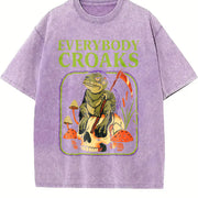 Everybody Croaks Frog Vintage Washed T-Shirt in Purple