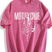 MOTLEY CRUE DR FEELGOOD Grunge Album Rock Lover vintage washed oversized T-shirt in Red