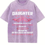 I'm a Lucky Daughter I Have a Crazy Mom Vintage Washed T-Shirt in Purple