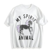 My Spirit Animal: Unicorn Mythical Horse Sarcastic Novelty Cotton T-Shirt in White