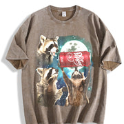 Three Raccoons Dr Pepper vintage washed oversized T-shirt in Brown