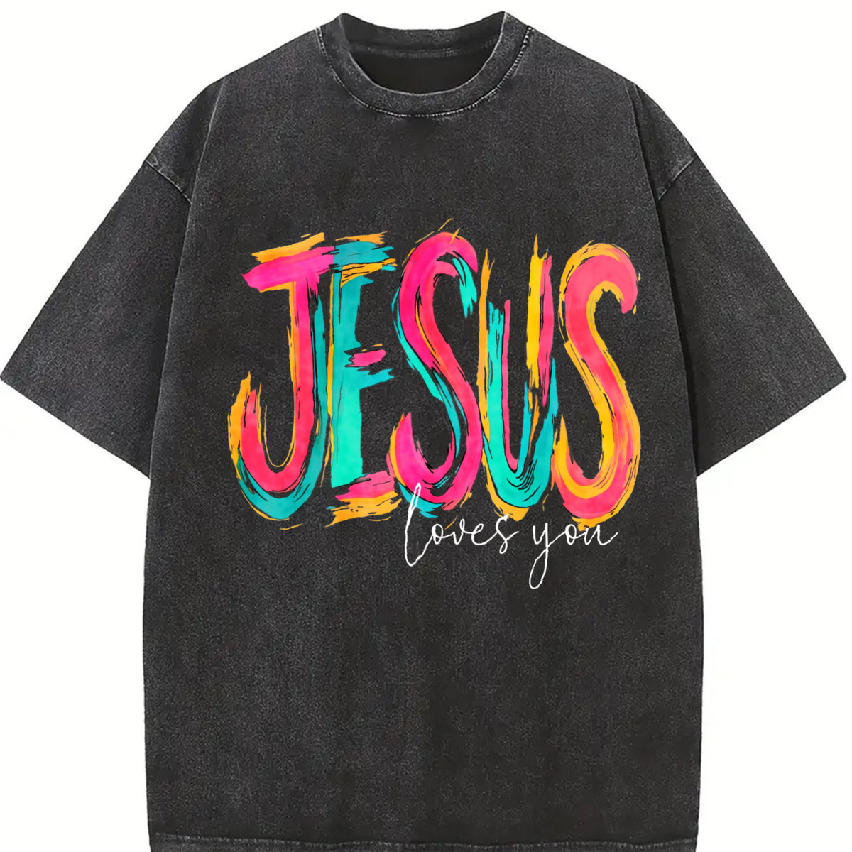 Love You Vintage Washed T-Shirt in Black