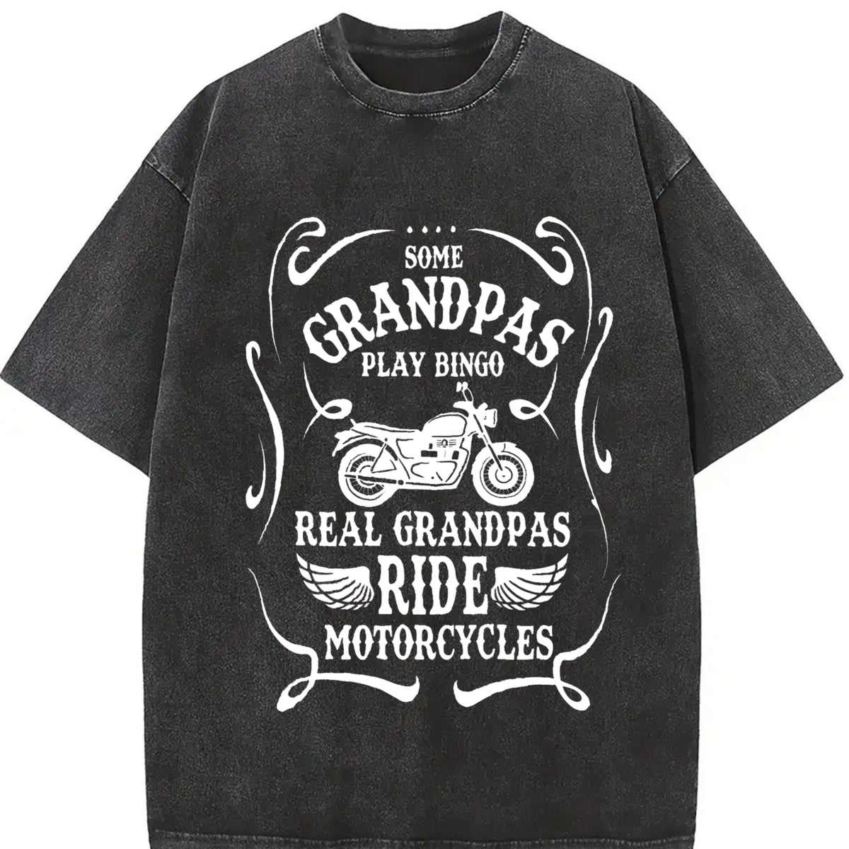 Some Grandpas Play Bingo Real Grandpas Ride Motorcycles Vintage Washed T-Shirt in Black