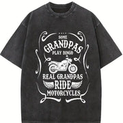 Some Grandpas Play Bingo Real Grandpas Ride Motorcycles Vintage Washed T-Shirt in Black