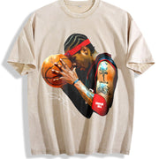 AI The Answer 90's Basketball Style vintage washed oversized T-shirt in Beige