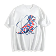 Camo Labrador PNG 4th of July Patriotic Dog Hunting Cotton T-Shirt in White
