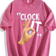 CLOCK IT Vintage Washed T-Shirt in Red