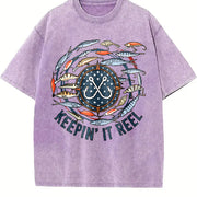 Keepin' It Reel Fish Vintage Washed T-Shirt in Purple