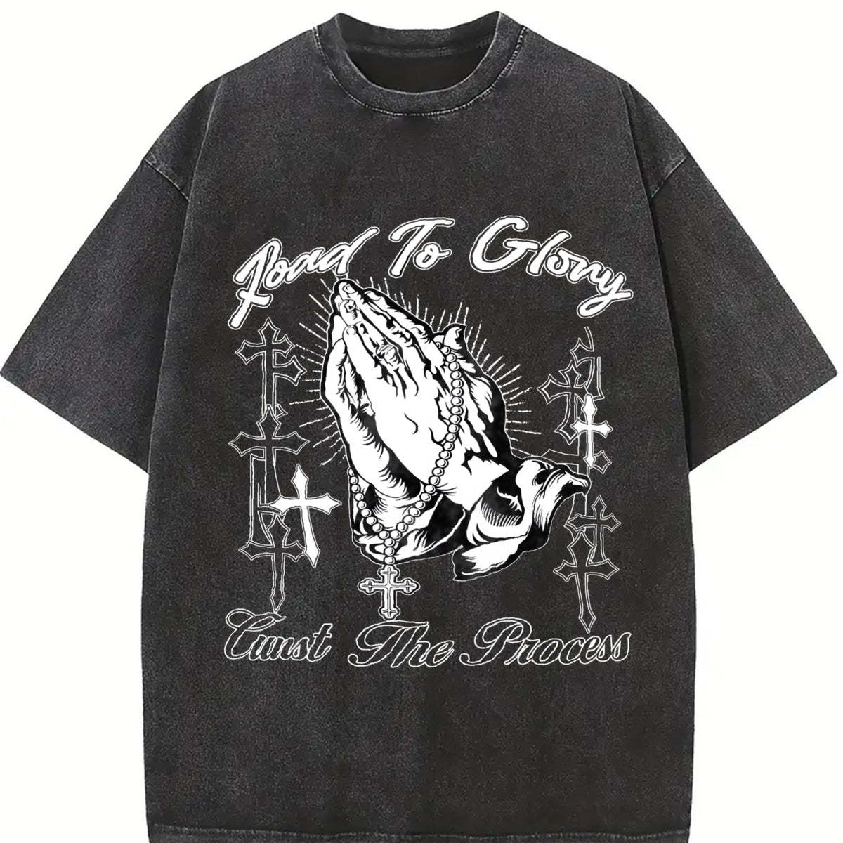 Road to Glory Vintage Washed T-Shirt in Black