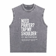 Need Prayer Tap My Shoulder Bible Verse Christian on Back Vintage Washed Tank Top in Gray