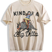 Armadillo Cowboy Kind of a Big Dillo Western Vintage Washed T-Shirt in Beige