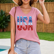 Patriotic USA Flag Vest Women's Color Cotton Tank Top in Pink