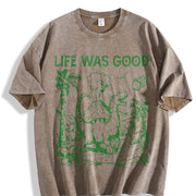 Retro Dinosaur 90s Vintage Washed T-Shirt in Brown