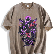 Retro Limited Sung Jin Woo Bellion - Solo Leveling Wash vintage washed oversized T-shirt in Brown