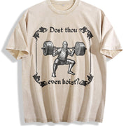 Gym Dost Thou Even Hoist Vintage Washed T-Shirt in Beige