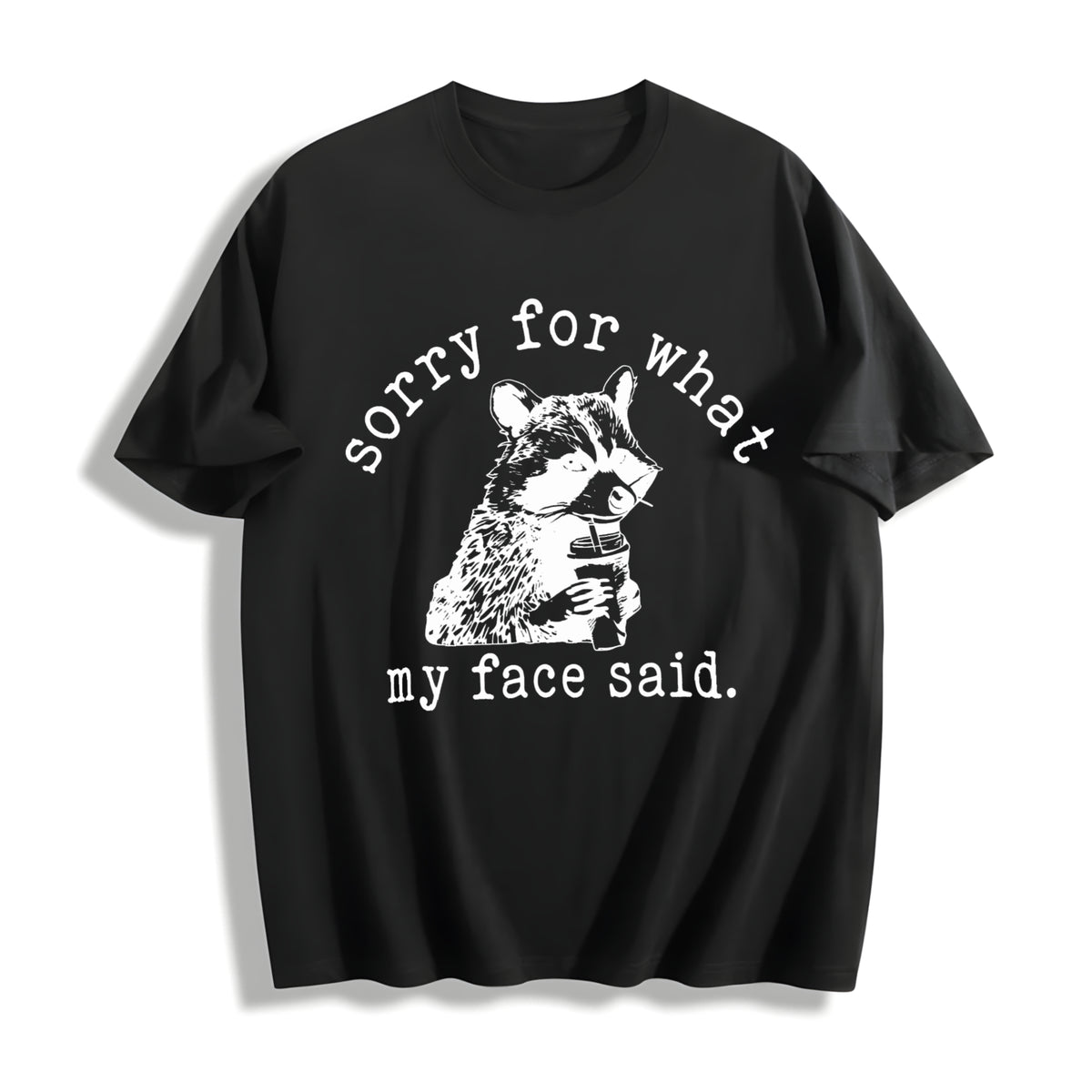 Sorry for What My Face Said Cotton T-Shirt in Black