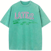 Later Gator Alligator vintage washed oversized T-shirt in Blue