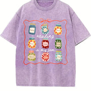 Reading Is My Jam Vintage Washed T-Shirt in Purple