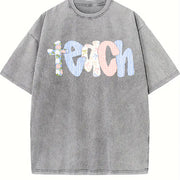 Kindergarten Teacher Custom Teacher Vintage Washed T-Shirt in Gray
