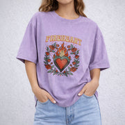 Fire-heart vintage washed oversized T-shirt in Purple