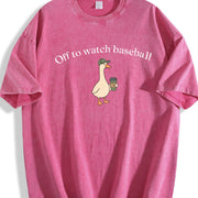 Baseball Mom Goose Vintage Washed T-Shirt in Red