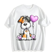 Cute Pet Animal Series Cotton T-Shirt in White