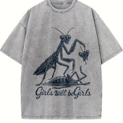 Girls Will Be Girls Vintage Washed T-Shirt in Gray