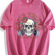 Thick Thighs and Sleep Deprived vintage washed oversized T-shirt in Red