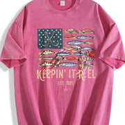 For the Coastal Grandpa & Urban Explorer: Keepin' It Reel Vintage Washed T-Shirt in Red