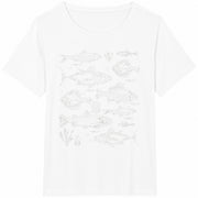 Ocean Fish Retro Fishing Cotton T-Shirt in White