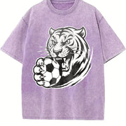 Tiger Soccer Vintage Washed T-Shirt in Purple