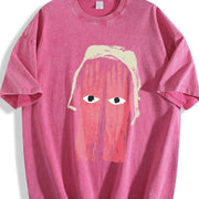 1pc Palm and Eye Vintage Washed T-Shirt in Red