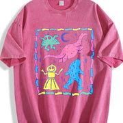 Weird Character Party Vintage Washed T-Shirt in Red
