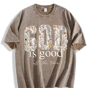 With GOD Flowers Brand with Batik Vintage Washed T-Shirt in Brown