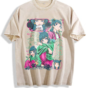 Anime The Apothecary Diaries Maomao Kawaii Harajuku vintage washed oversized T-shirt in Beige