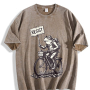 Resist Traveler Frog Vintage Washed T-Shirt in Brown