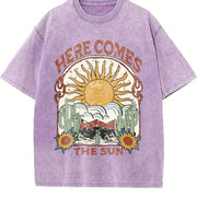 Loose Basic Alphabets Vintage Washed T-Shirt in Purple